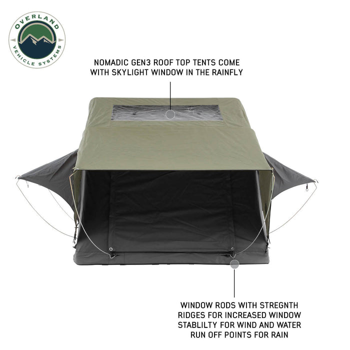 Overland Vehicle Systems HD Nomadic N2S - Soft Sided Roof Top Tent, 2 Person, Grey Body & Green Rainfly