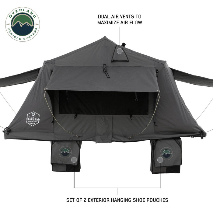 Overland Vehicle Systems HD Nomadic N2S - Soft Sided Roof Top Tent, 2 Person, Grey Body & Green Rainfly