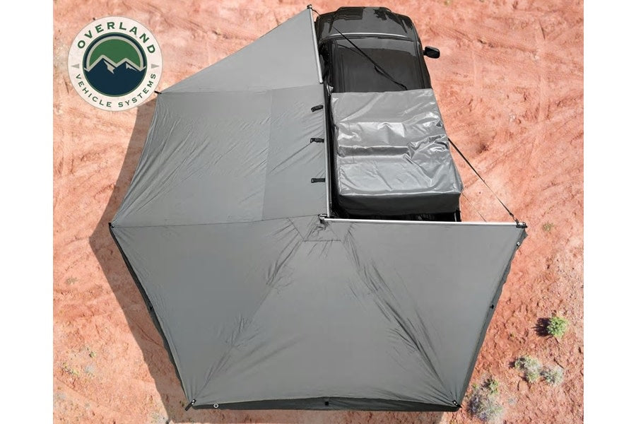 Overland Vehicle Systems HD Nomadic 270 - Awning, Driver Side, Grey Body, Green Trim & Black Travel Cover  - No Brackets, No Hardware, No Accessories